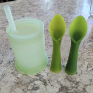 Green Silicone Cup and Spoon Set
